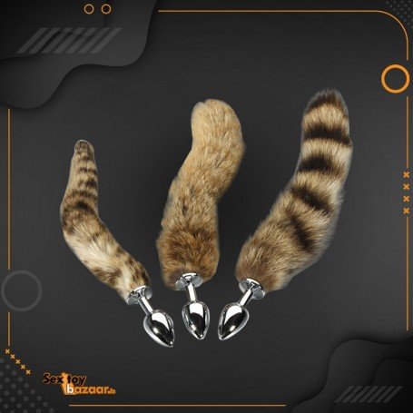 Fox Tail Brown Plated Metal Anal Plugs AD-020