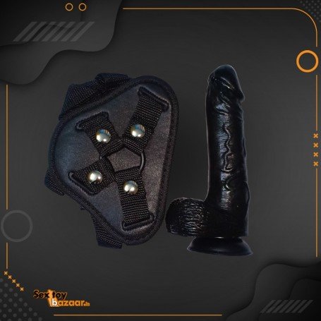 Strap On Dildo Harness with Big Black Dildo Vibrator SO-027