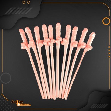 Pack of Ten Willy Straws Blow me KP-001