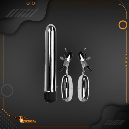 Fun Vibrator and Nipple Clamp Fiery Combo FV-018